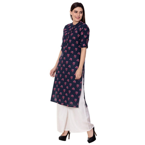 Arayna Women's Straight Cotton Printed Kurti - SheetKart