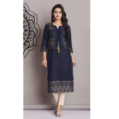 Arayna Women's Rayon Printed Kurti with Jacket - SheetKart