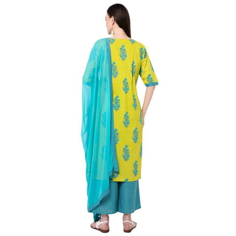 Arayna Women's Rayon Printed Straight Kurti Palazzo Pants Set with Dupatta - SheetKart