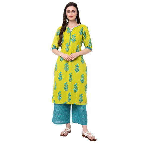 Arayna Women's Rayon Printed Straight Kurti Palazzo Pants Set with Dupatta - SheetKart