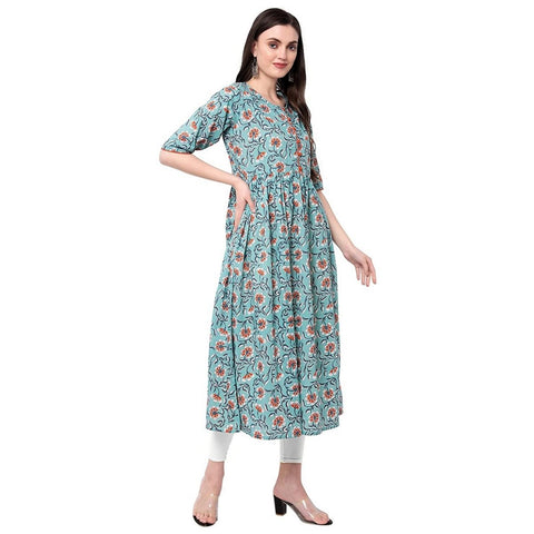 Women's Rayon Printed Straight Kurti