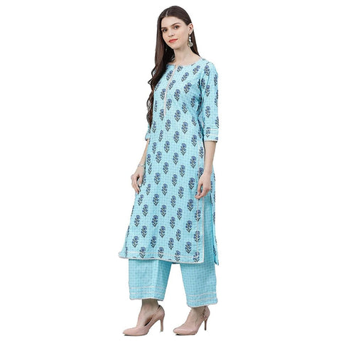 Arayna Women's Rayon Solid Straight Kurti Palazzo Pants Set with Dupatta