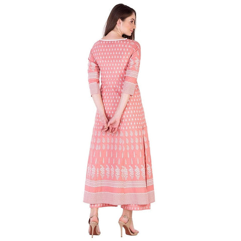 Arayna Women's Cotton Printed  Kurta Palazzo Set, Pink - SheetKart