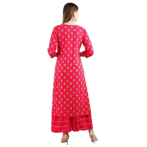 Arayna Women's Rayon Printed Kurta with Skirt Set - SheetKart