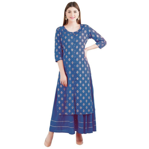 Arayna Women's Rayon Printed Kurta with Skirt Set - SheetKart