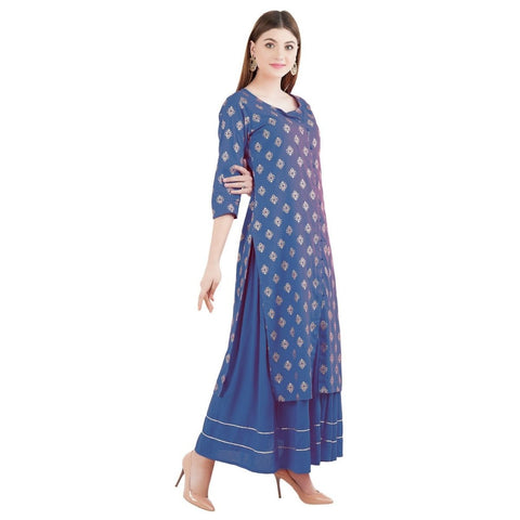 Arayna Women's Rayon Printed Kurta with Skirt Set - SheetKart