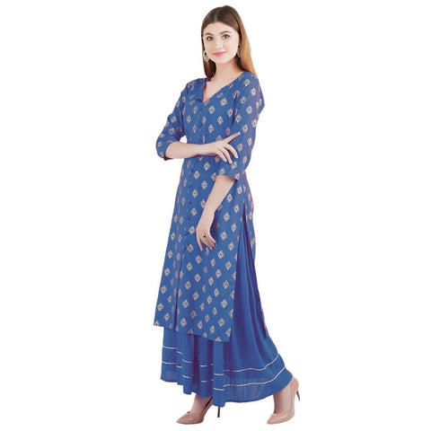 Arayna Women's Rayon Printed Kurta with Skirt Set - SheetKart