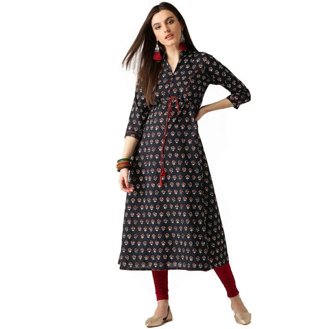 Arayna Women's Cotton Printed A-Line Kurti - SheetKart