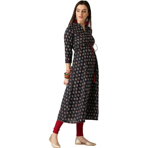 Arayna Women's Cotton Printed A-Line Kurti - SheetKart