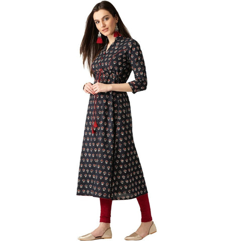 Arayna Women's Cotton Printed A-Line Kurti - SheetKart