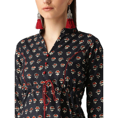 Arayna Women's Cotton Printed A-Line Kurti - SheetKart