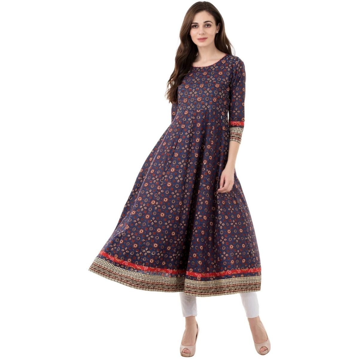 Arayna Women's Cotton Printed Anarkali Kurti – SheetKart