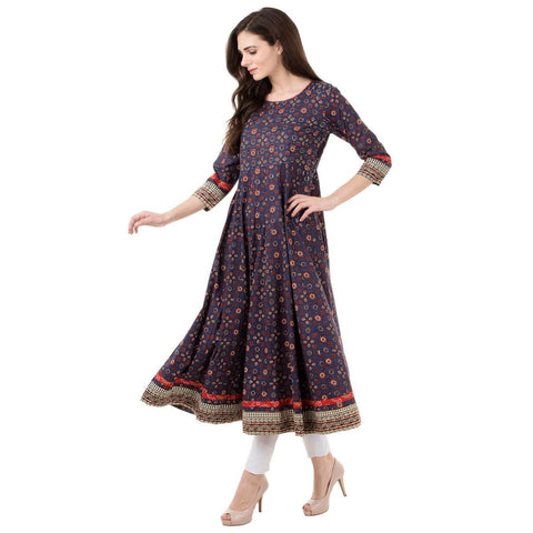 Arayna Women's Cotton Printed Anarkali Kurti - SheetKart