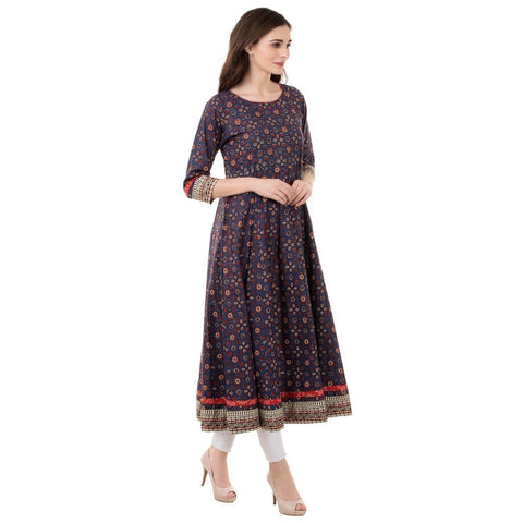 Arayna Women's Cotton Printed Anarkali Kurti - SheetKart