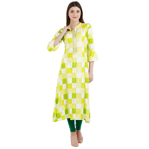 Arayna Women's Rayon Printed Embroidered Kurta - SheetKart