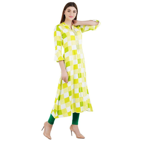 Arayna Women's Rayon Printed Embroidered Kurta - SheetKart