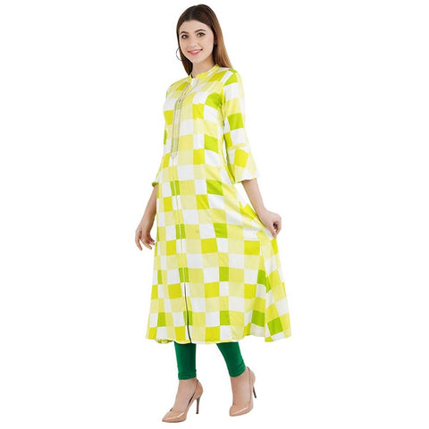 Arayna Women's Rayon Printed Embroidered Kurta - SheetKart